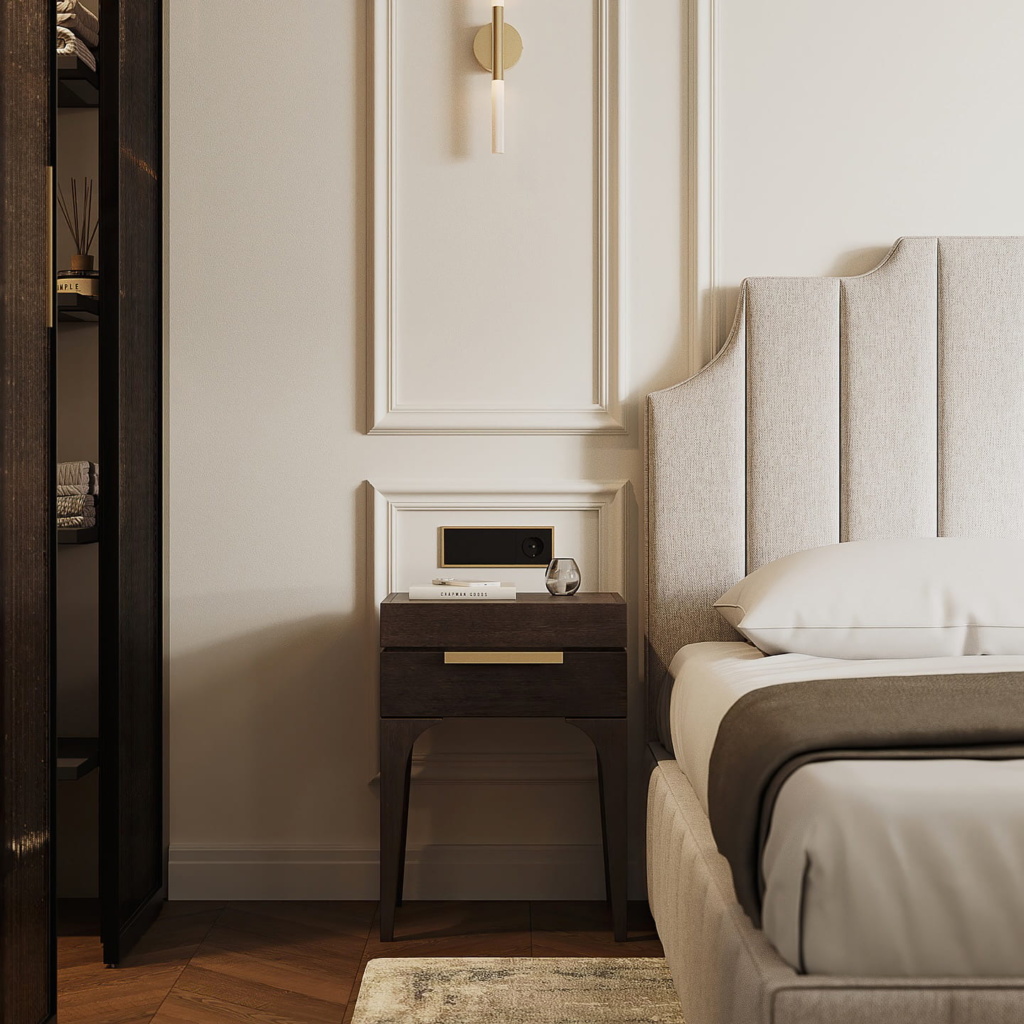 Кровать Китон с подъемным механизмом в интерьере в обивке: Nortex Harmony 2 Сream, дизайн от: Afako Albogachiev. Фото 2