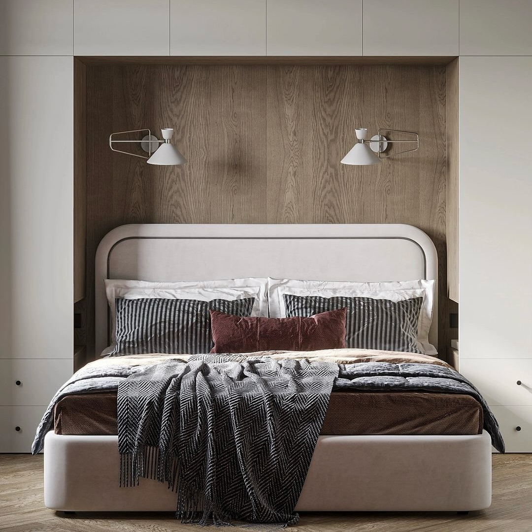 Кровать Лукас с подъемным механизмом в интерьере в обивке: Egida Teddy 302. Фото 2