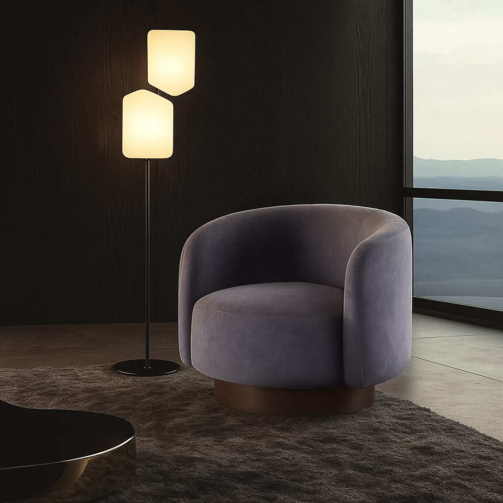 Круглое кресло на цоколе Соломон в интерьере в обивке: Egida Teddy 017. Фото 2