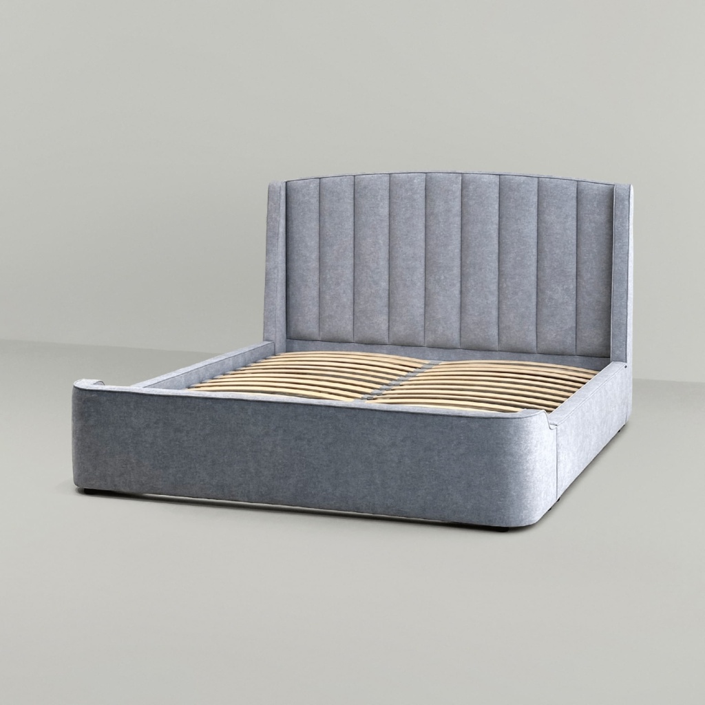 Кровать Фабьен с подъемным механизмом в интерьере в обивке: River color 4 Silver. Фото 5