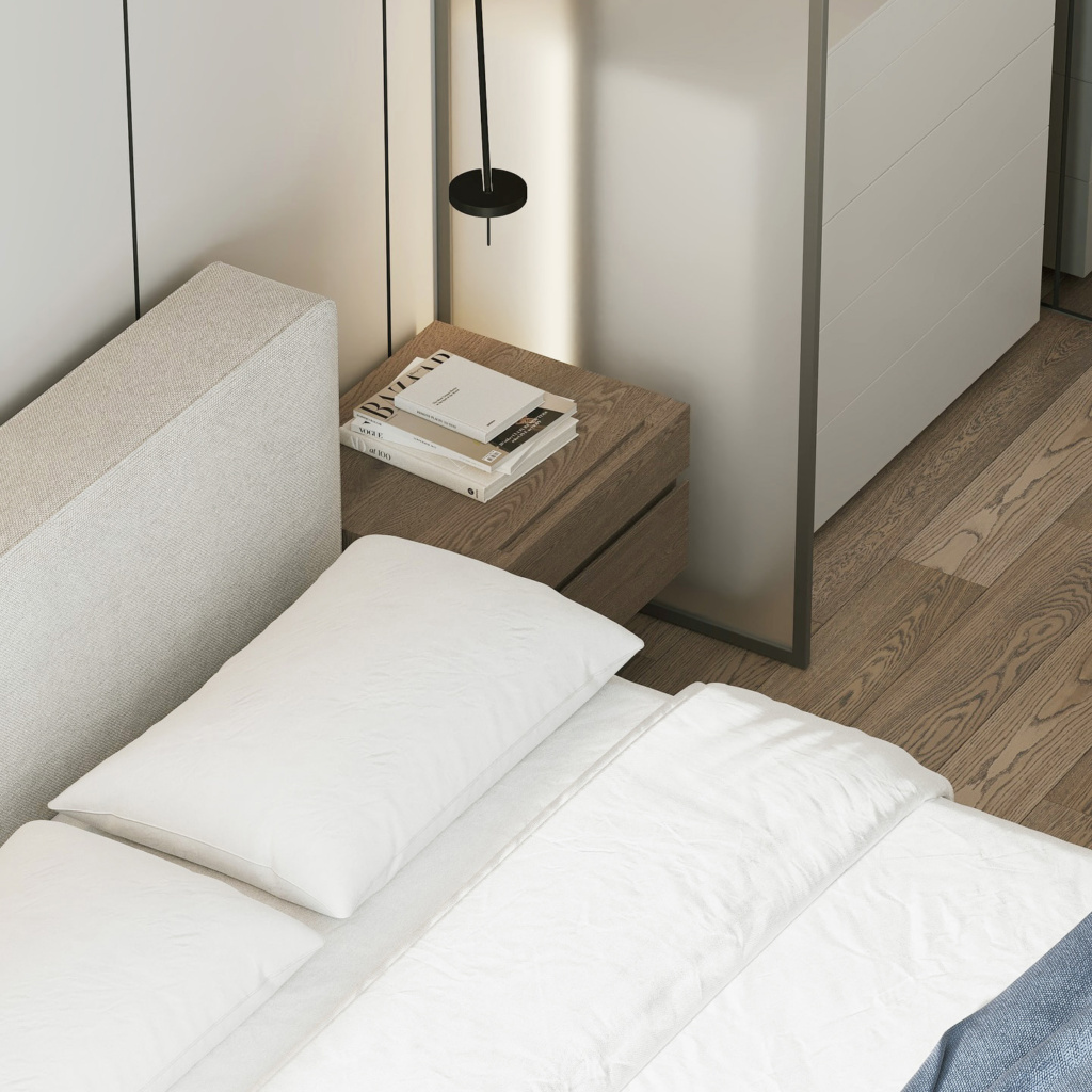 Кровать Портер с подъемным механизмом в интерьере в обивке: Textile Data Step 2, дизайн от: Ольга Коновалова. Фото 3