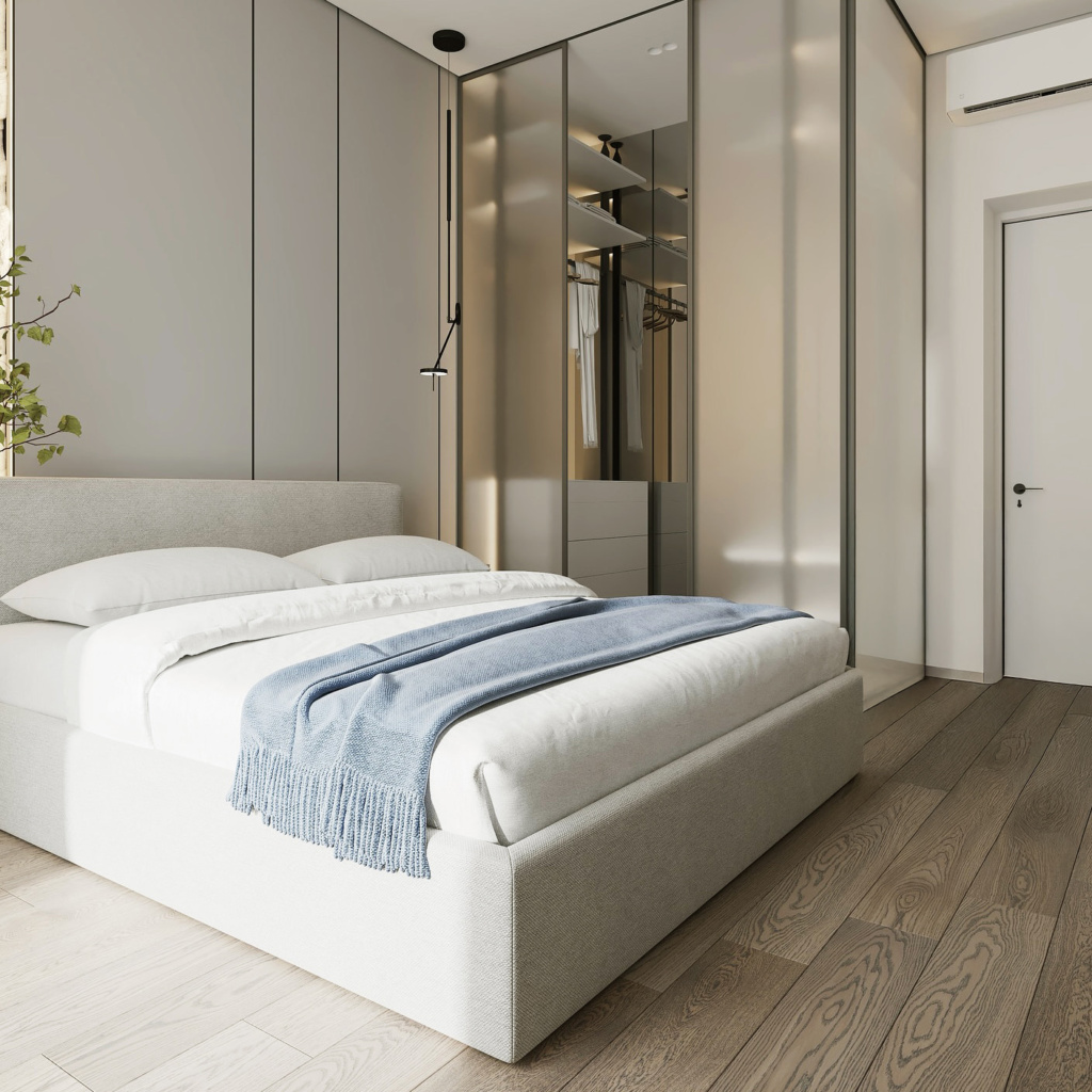 Кровать Портер с подъемным механизмом в интерьере в обивке: Textile Data Step 2, дизайн от: Ольга Коновалова. Фото 4