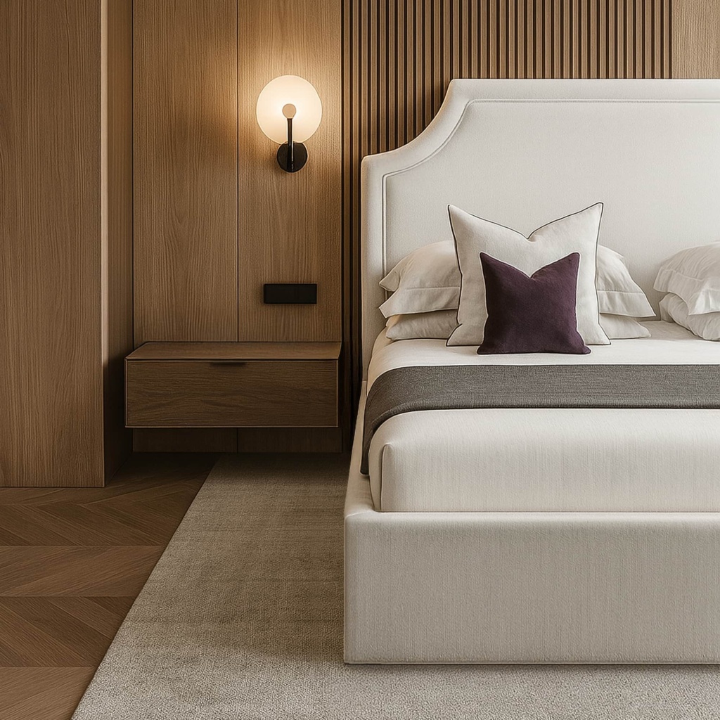 Кровать Томас с подъемным механизмом в интерьере в обивке: Egida Teddy 301. Фото 2