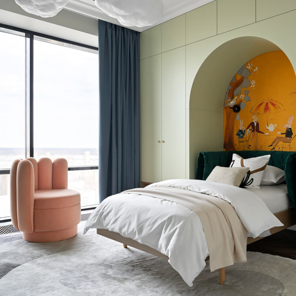 Кресло в виде цветка Гастон в интерьере, дизайн от: Екатерина Третьякова. Фото 1