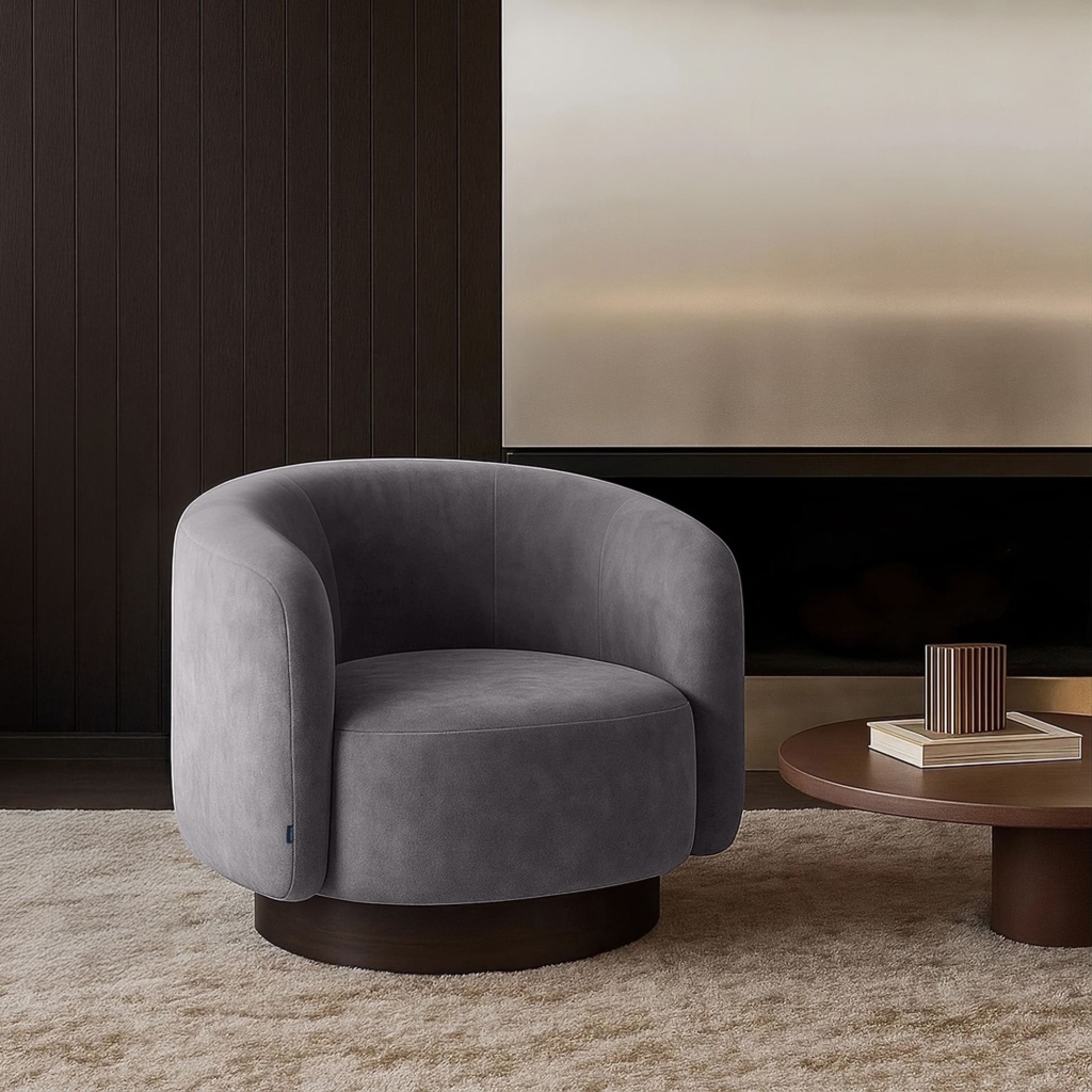 Круглое кресло на цоколе Соломон в интерьере в обивке: Egida Teddy 316. Фото 3