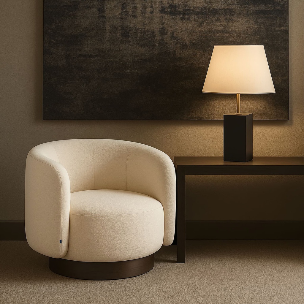 Круглое кресло на цоколе Соломон в интерьере в обивке: Pafos 01. Фото 1