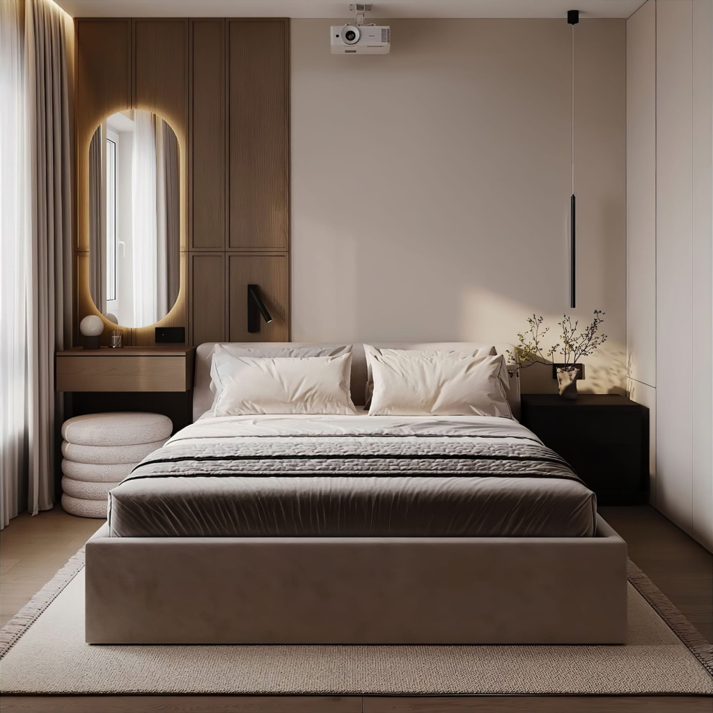 Кровать Уолтер с подъемным механизмом в интерьере, дизайн от: Ксения Зотова. Фото 5