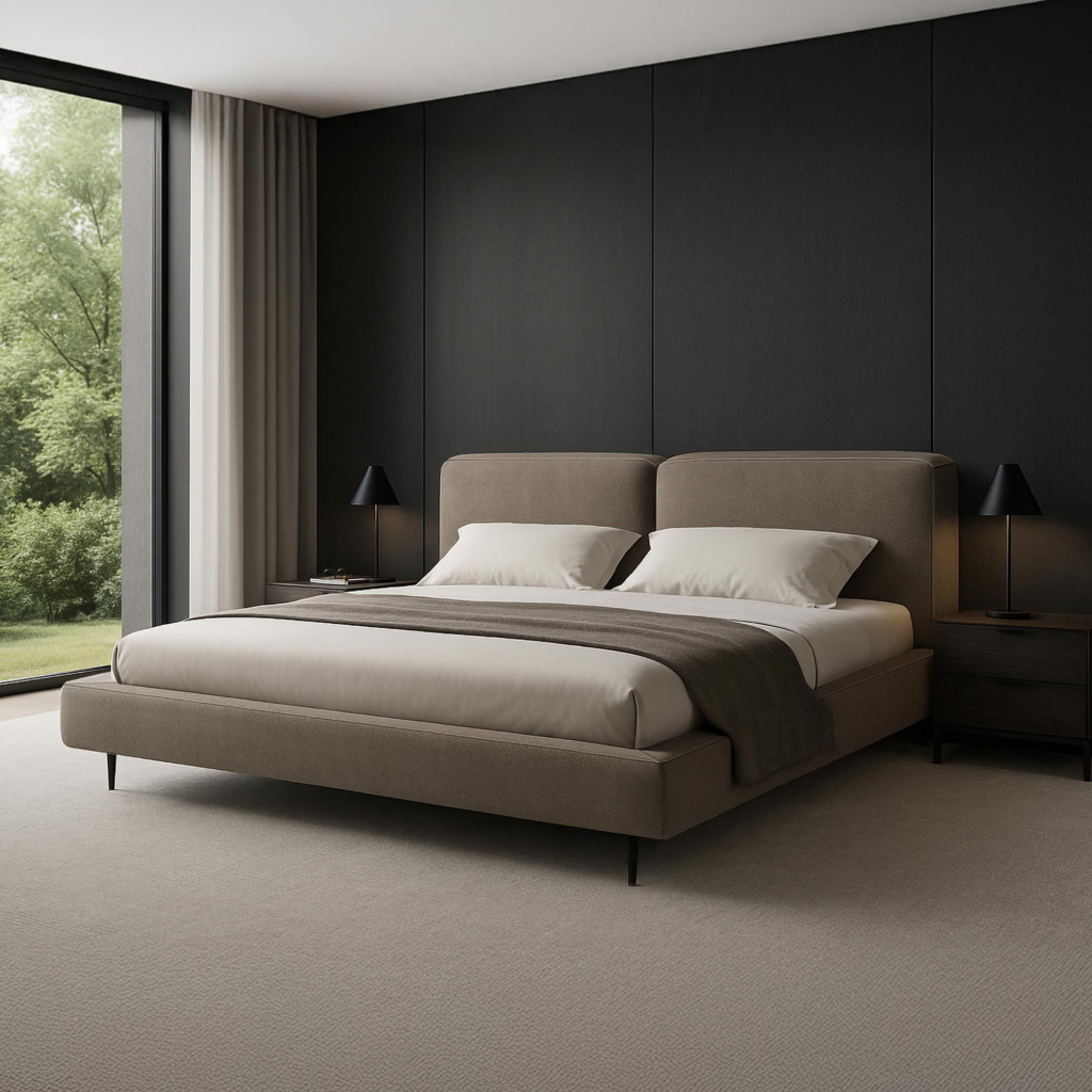 Кровать Рэн на ножках в интерьере в обивке: Domiart Zenit 48. Фото 3