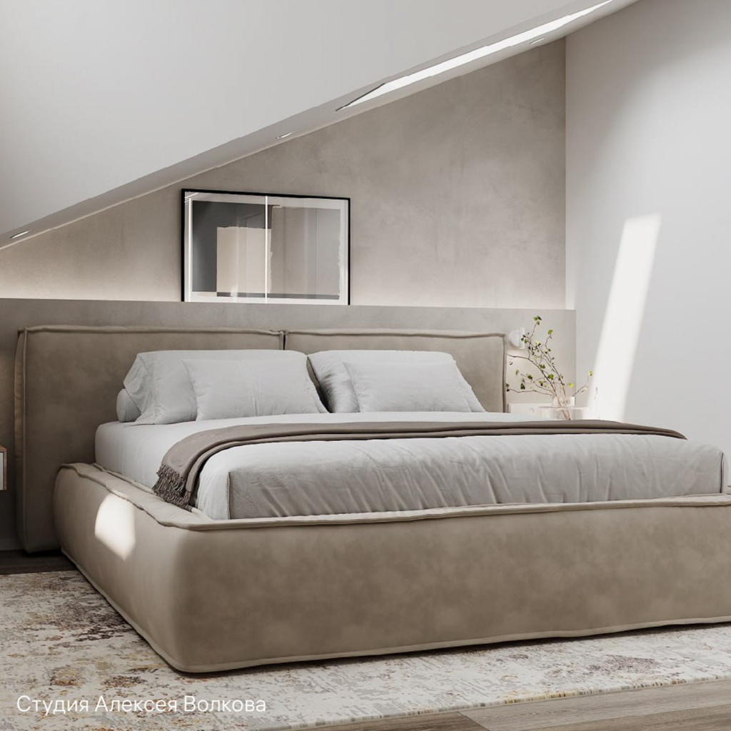 Кровать Фостер с подъемным механизмом в интерьере, дизайн от: Студия Алексея Волкова. Фото 2