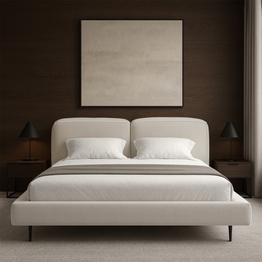 Кровать Рэн на ножках в интерьере в обивке: Egida Teddy 001. Фото 4