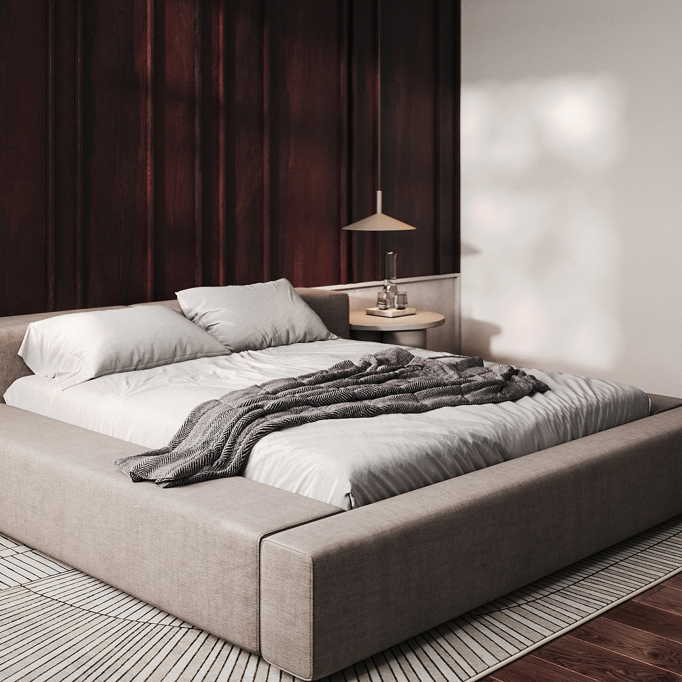 Низкая кровать Каспер в интерьере в обивке: Art Vision Paradise 13, дизайн от: Ольга Тарычева. Фото 4