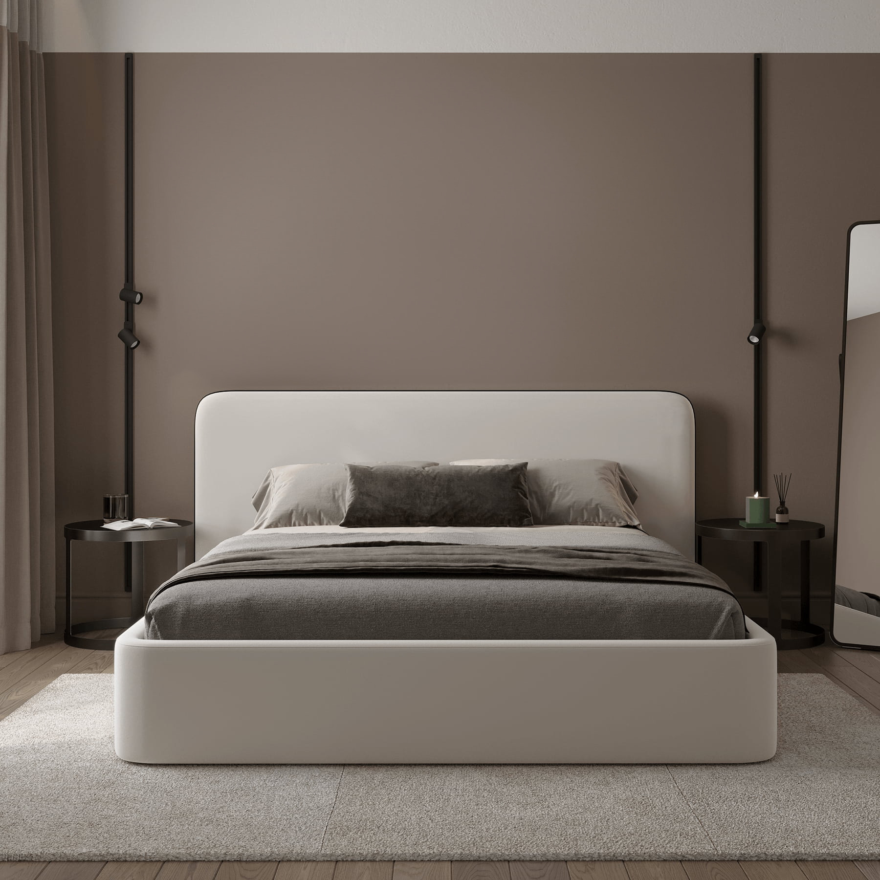 Кровать Барри с подъемным механизмом в интерьере в обивке: Egida Teddy 001. Фото 2