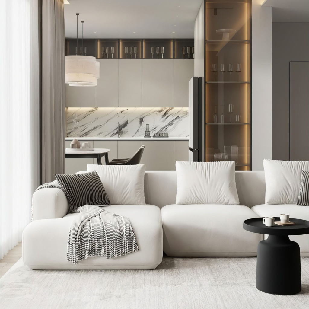 Диван Грант в интерьере в обивке: Teddy 302, дизайн от: Элина Ерофеева. Фото 1