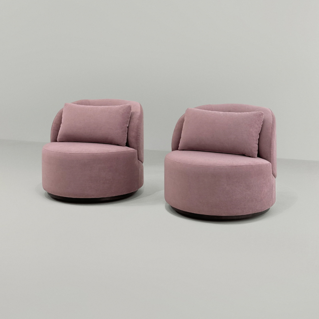 Круглое лаунж кресло Зефир в интерьере в обивке: Teddy 633. Фото 11