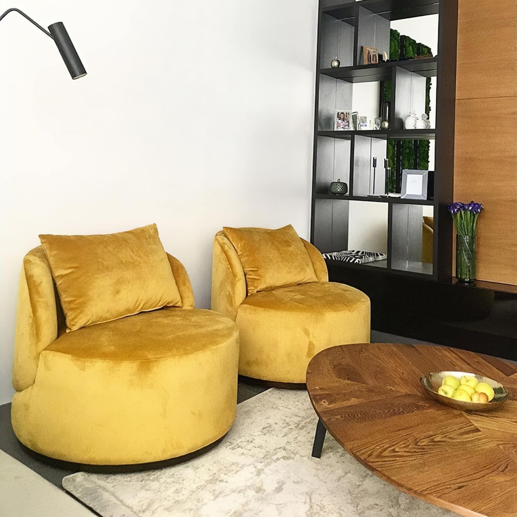 Круглое лаунж кресло Зефир в интерьере в обивке: Paddington 16. Фото 3