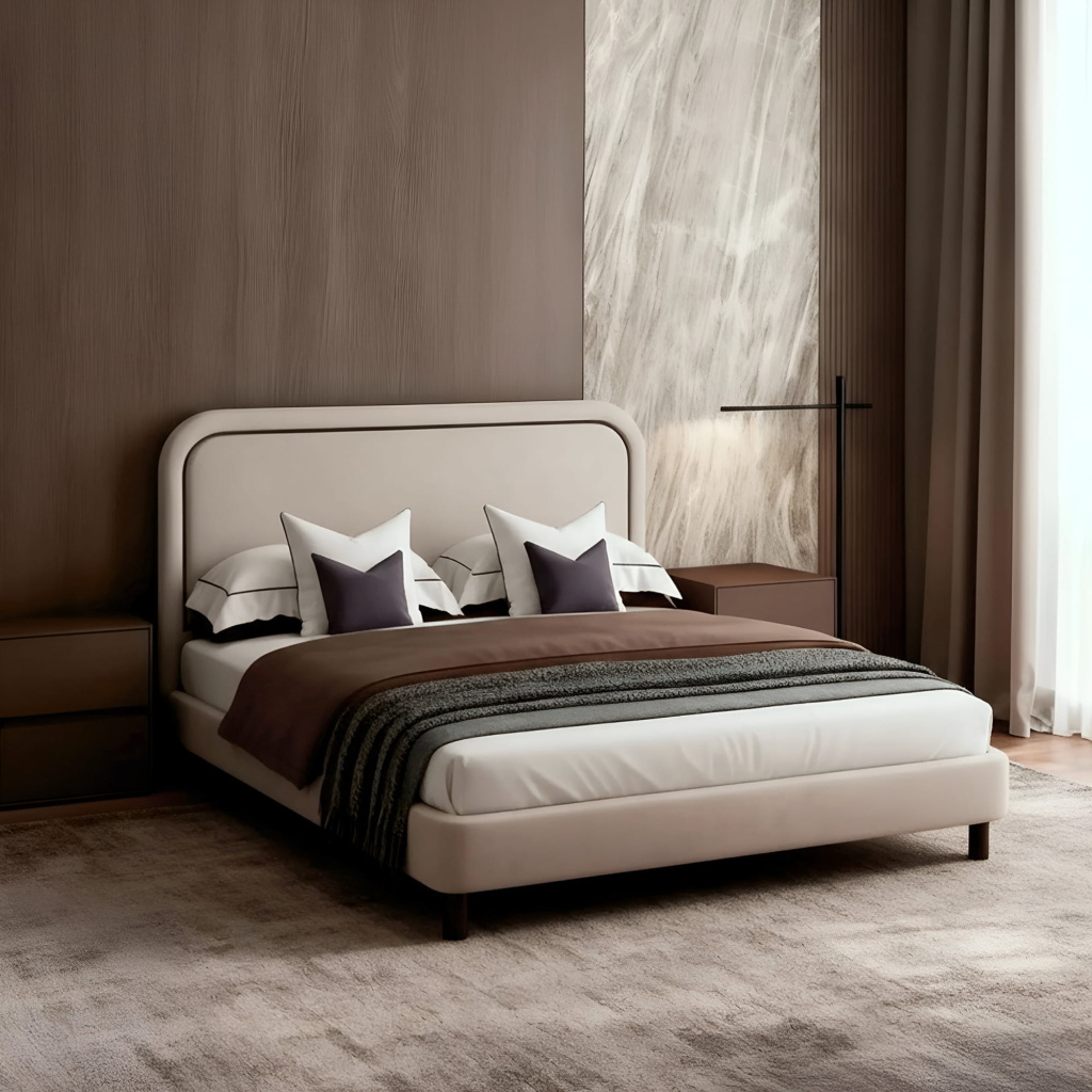 Кровать Лукас на ножках в интерьере в обивке: Domiart Zenit 02. Фото 2