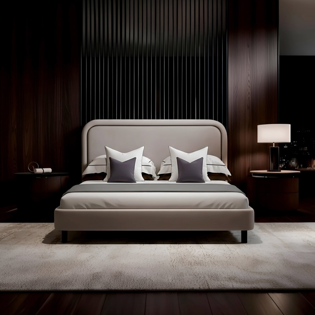 Кровать Лукас на ножках в интерьере в обивке: Domiart Zenit 02. Фото 1