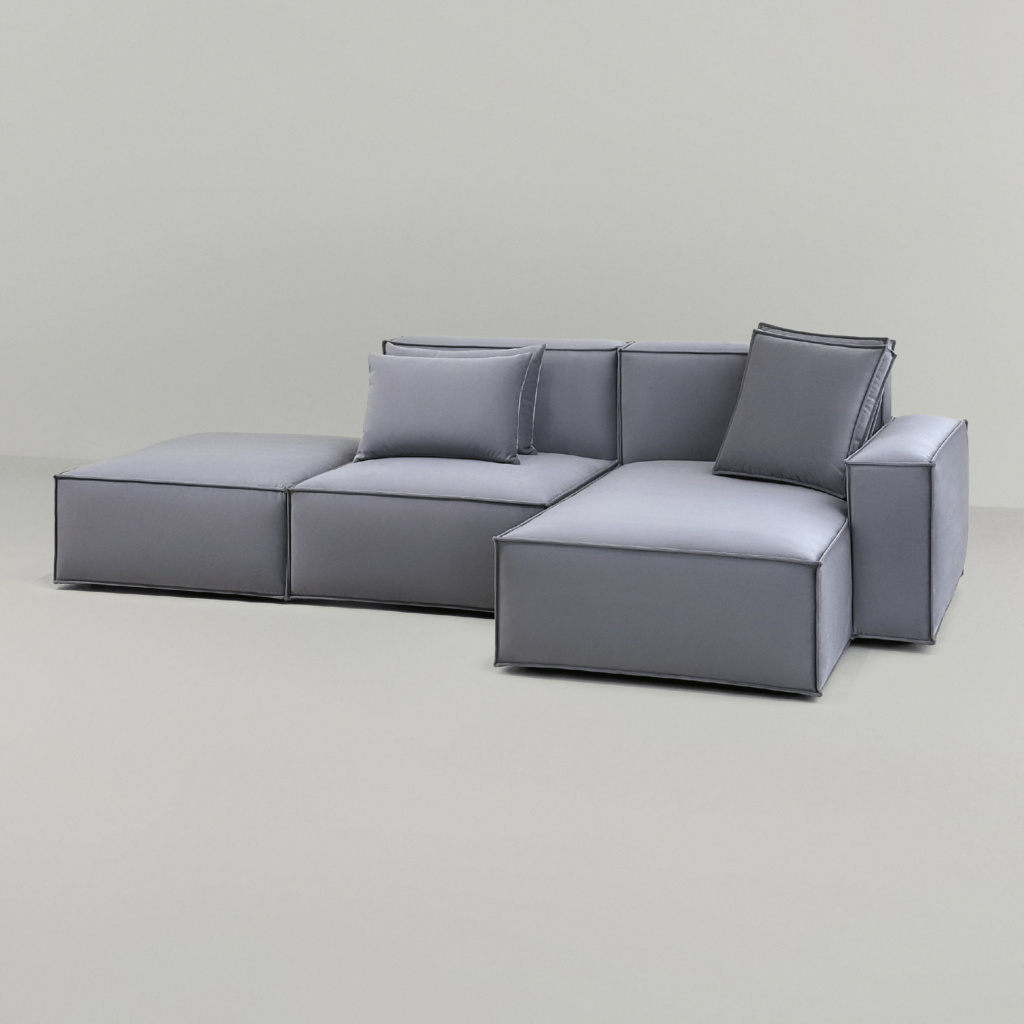 Диван Дэвис раскладной в интерьере в обивке: TextileData Manhattan \​8 - голубой табби. Фото 9