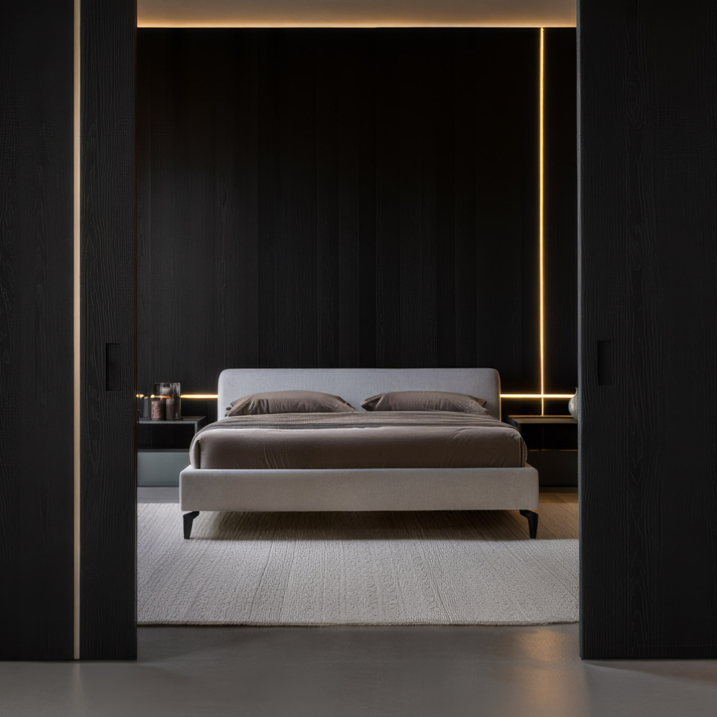 Кровать Уолтер на ножках в интерьере в обивке: Vector Leonardo 13. Фото 1