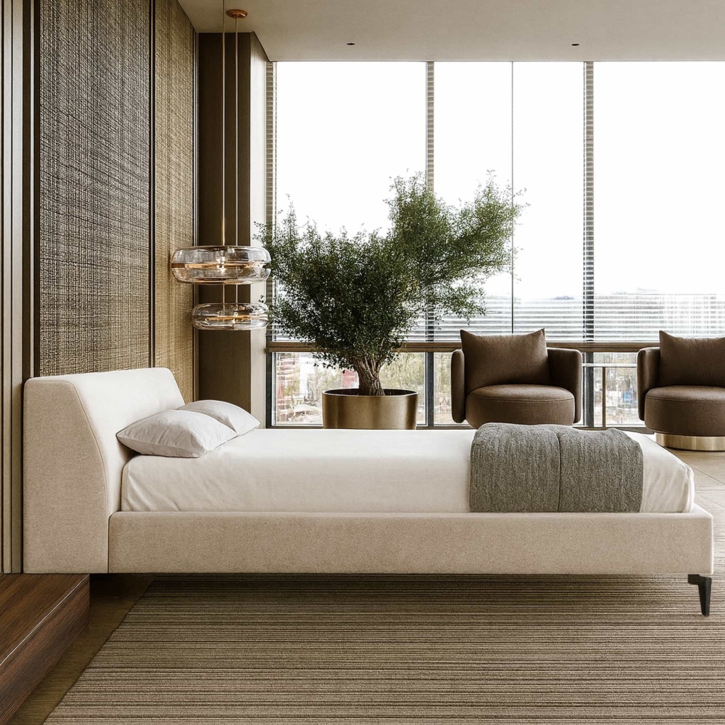 Кровать Уолтер на ножках в интерьере в обивке: Союз-М Clarins 100. Фото 2