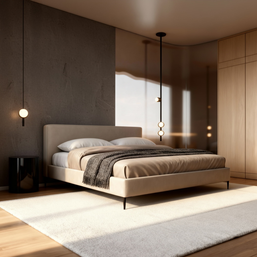 Кровать Портер на ножках в интерьере в обивке: Vector Leonardo 13. Фото 1