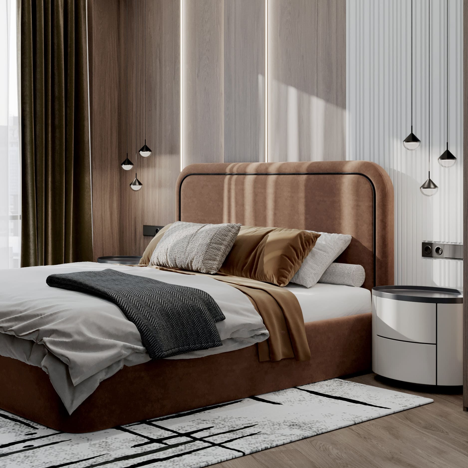 Кровать Лукас с подъемным механизмом в интерьере в обивке: Egida Teddy 947, дизайн от: iLove. Фото 3