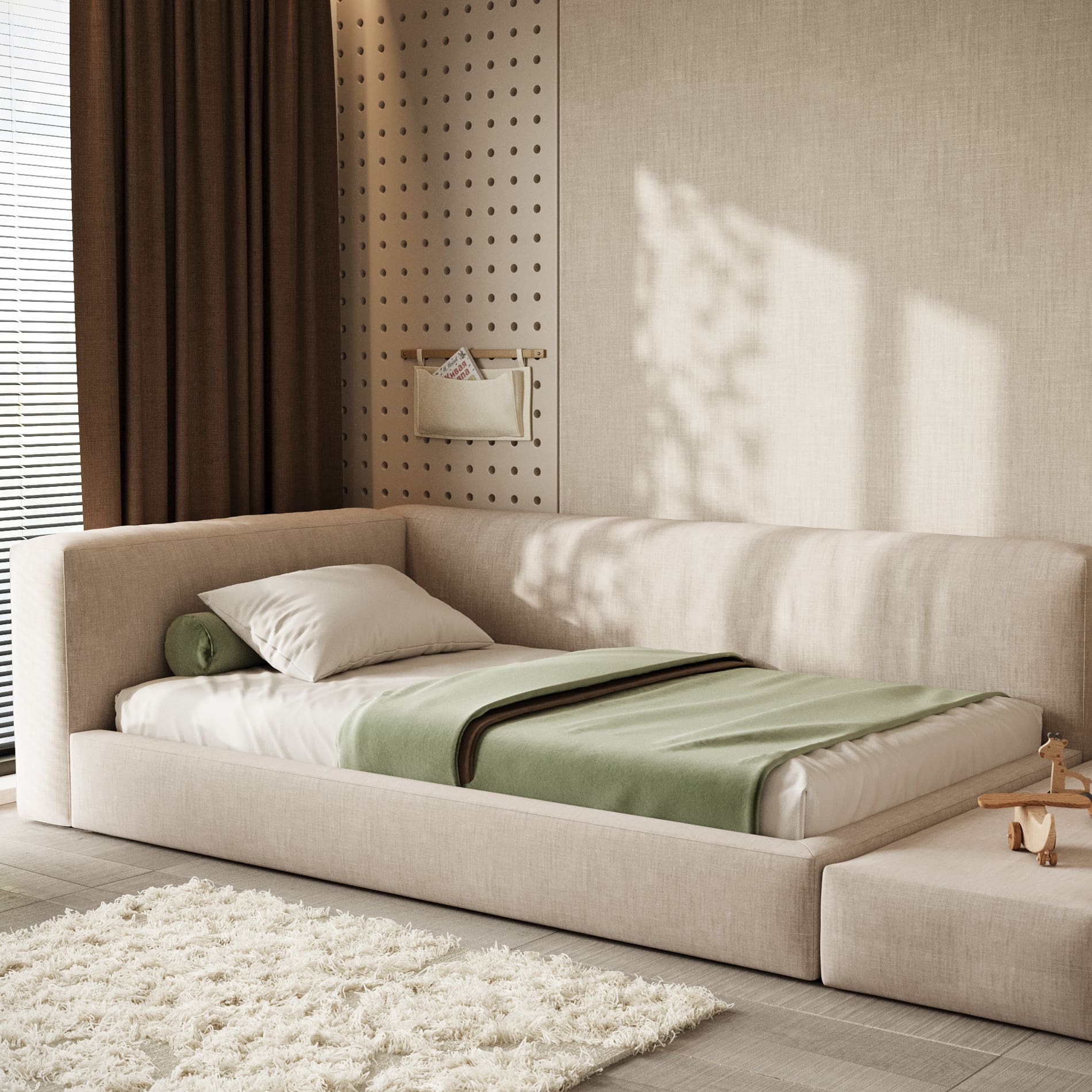 Детская кровать Мэни в интерьере в обивке:  Adriana 03. Фото 7