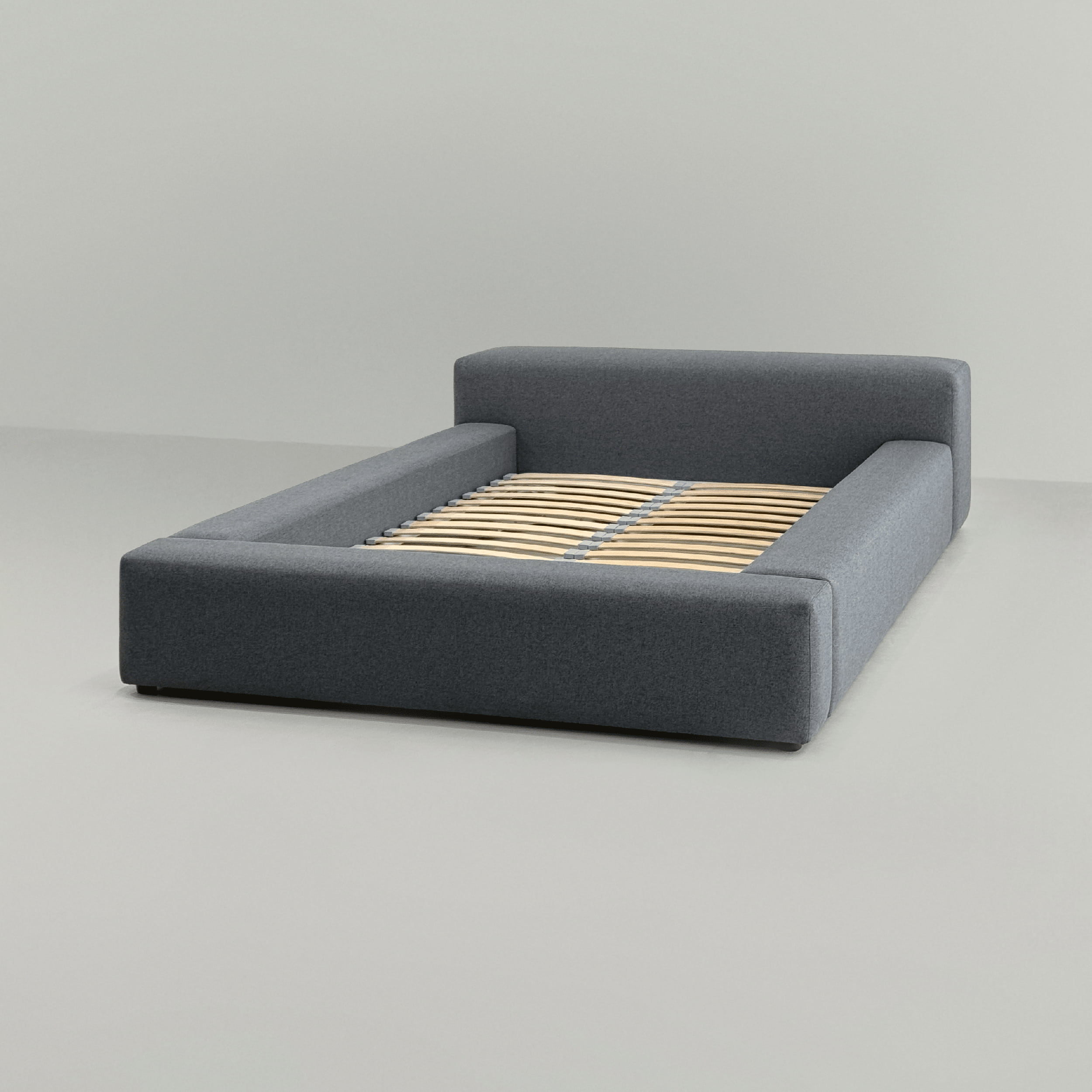 Низкая кровать Каспер в интерьере в обивке: Jazz 21 Anthracite. Фото 5