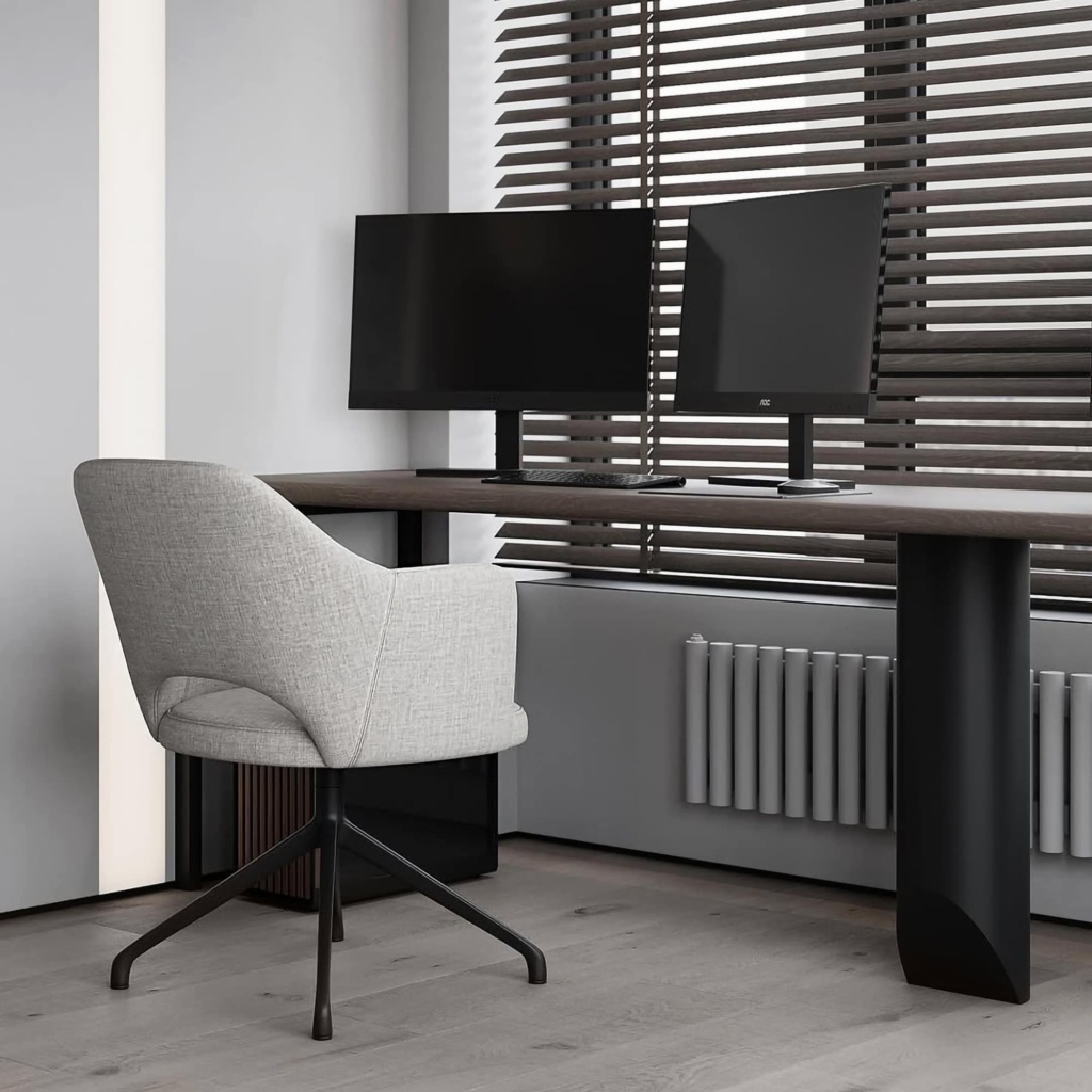 Поворотный стул Рольф в интерьере в обивке: Союз-M Melange 950, дизайн от: Ananev Architects. Фото 3