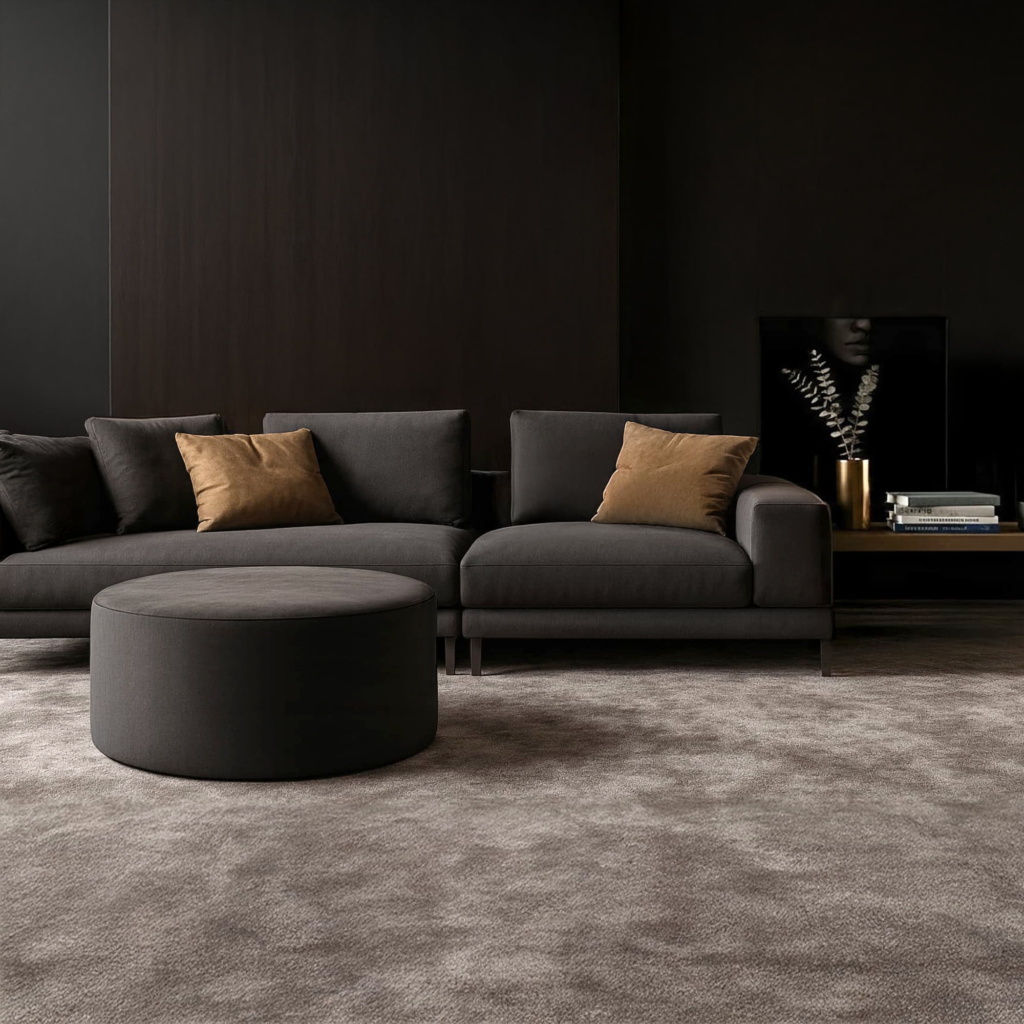 Круглый пуф Осман в интерьере в обивке: Egida Teddy 020. Фото 1