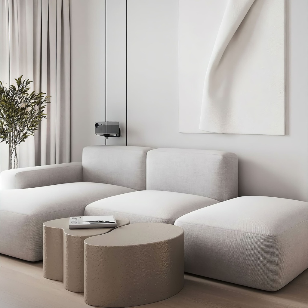 Диван Кермит раскладной в интерьере в обивке: TextileData Step _\2 Мраморная крошка, дизайн от: Яна Дрибос. Фото 6