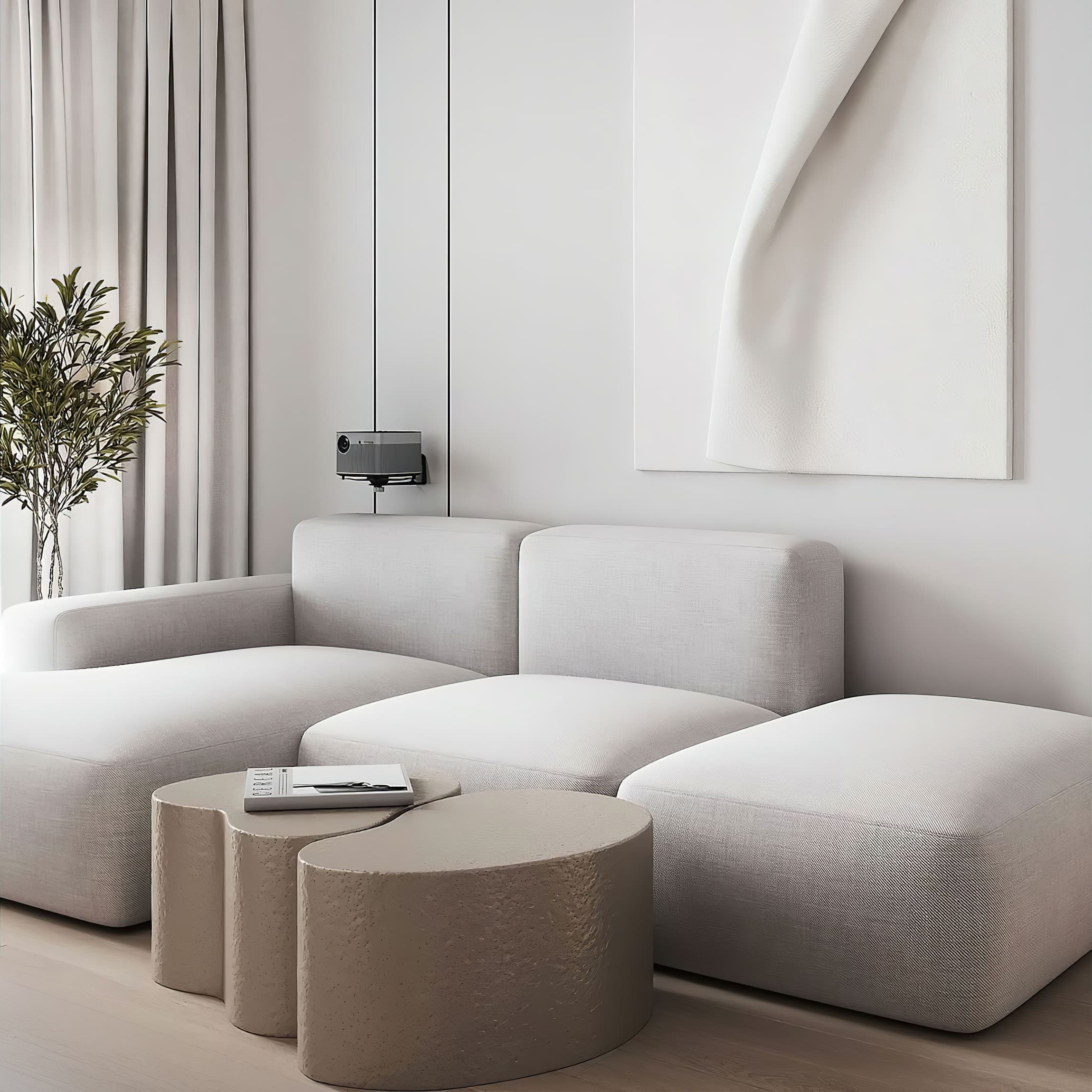 Диван Кермит раскладной в интерьере в обивке: TextileData Step _\2 Мраморная крошка, дизайн от: Яна Дрибос. Фото 6