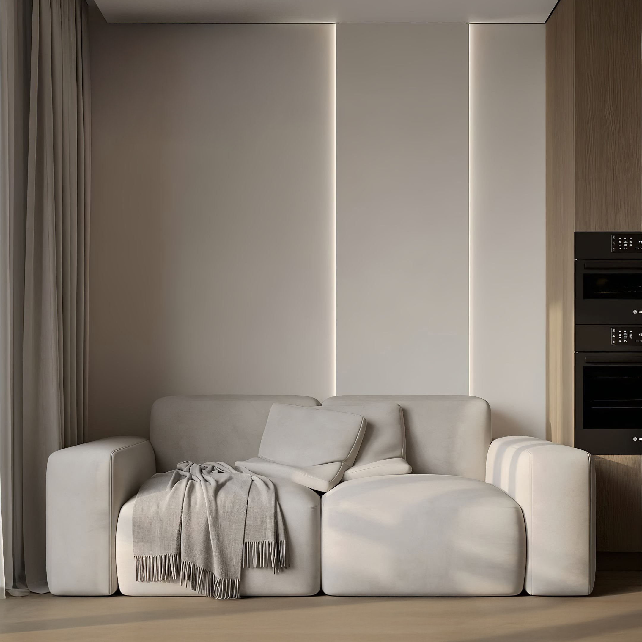 Диван Кермит в интерьере в обивке: Vektor Leonardo 13, дизайн от: Бюро LAGOM. Фото 8