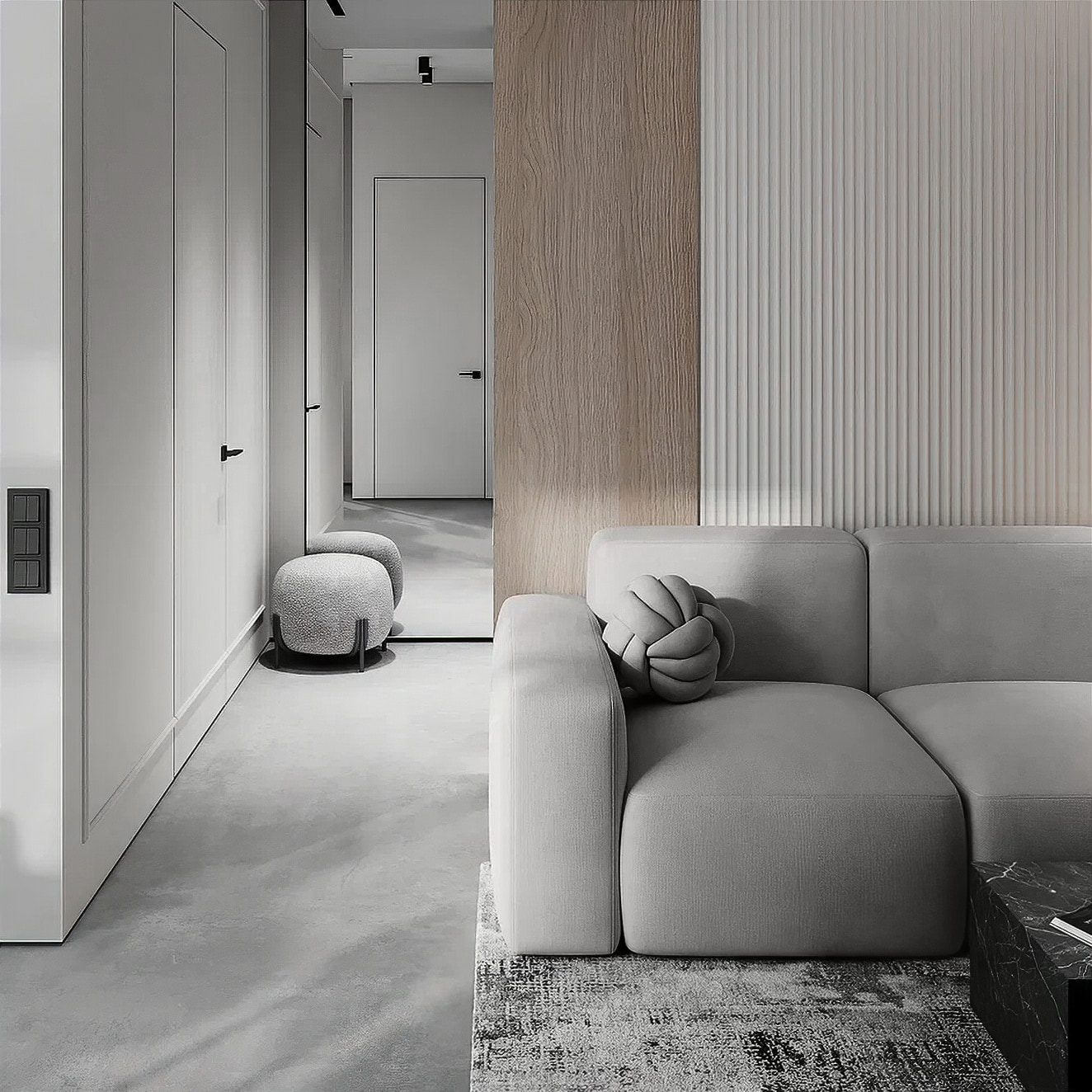 Диван Кермит в интерьере в обивке: Egida Teddy 313, дизайн от: TS Design Studio. Фото 11