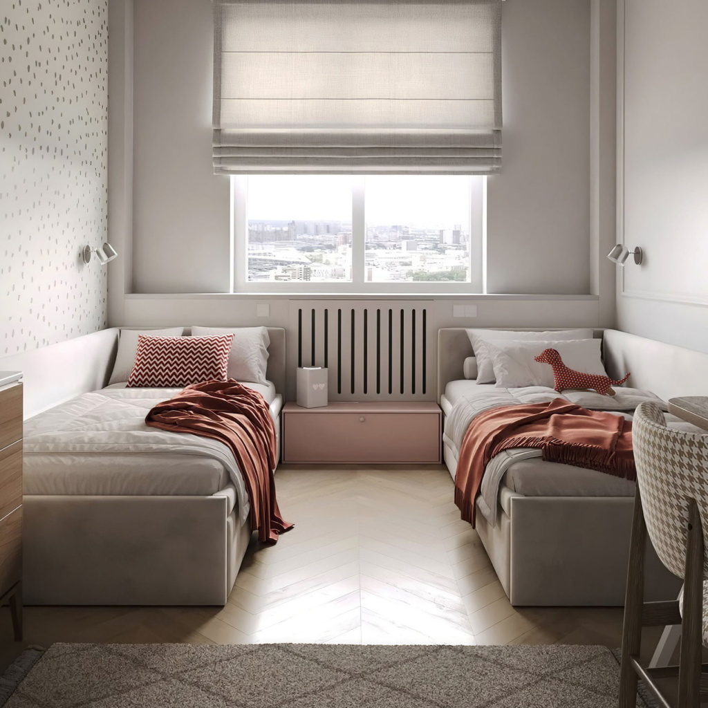 Детская кровать Лео с одним бортом в интерьере в обивке: Art Vision Laska 05, дизайн от: Студия дизайна А29. Фото 5