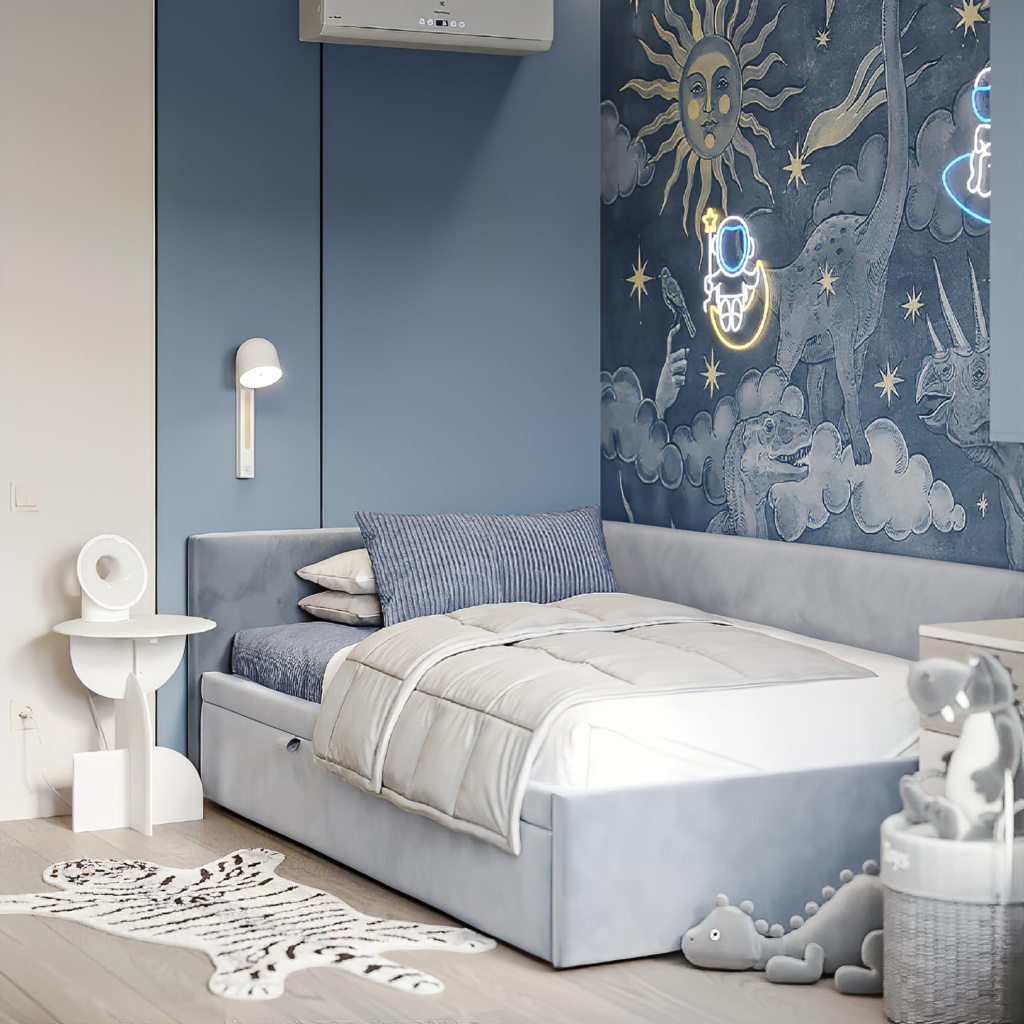 Детская кровать Лео с одним бортом в интерьере. Фото 2