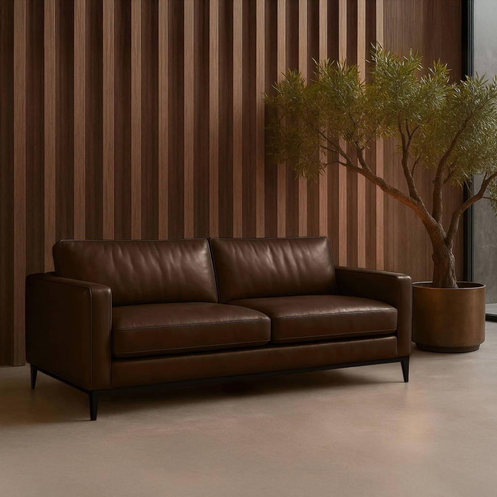 Диван Стив на ножках раскладной в интерьере в обивке: Tanishq Dk.Brown. Фото 4