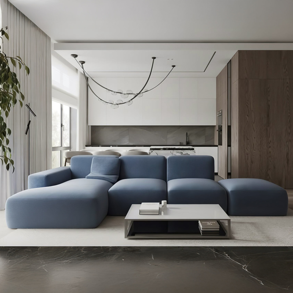 Диван Кермит раскладной в интерьере в обивке: Art Vision Afalin 28, дизайн от: Ольга Коновалова. Фото 7