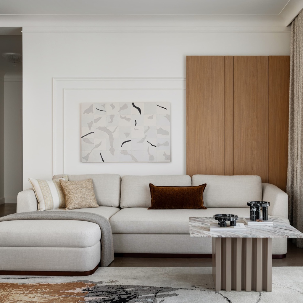 Диван Морти в интерьере в обивке: Artex Matrix 1 ivory, дизайн от: Васина Марина. Фото 8