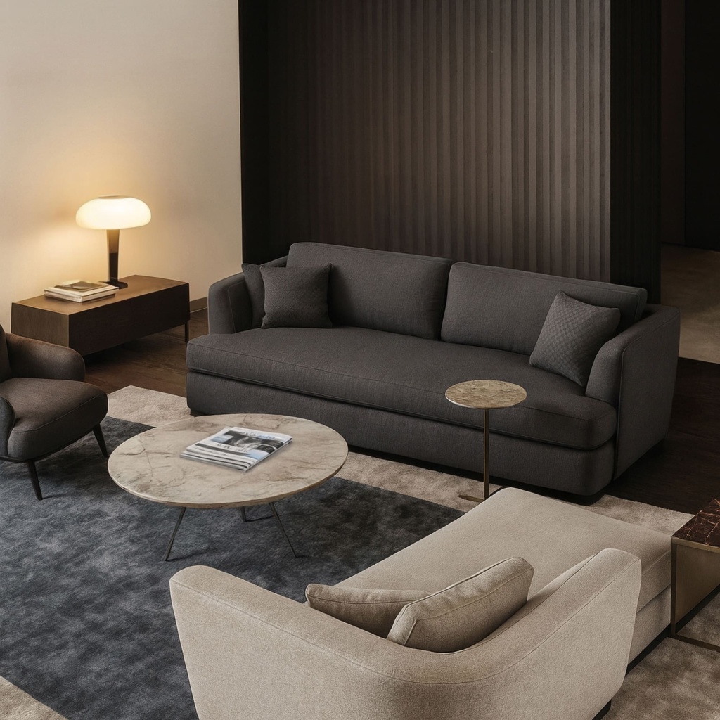 Диван Морти в интерьере в обивке: Jazz 21 Anthracite. Фото 3