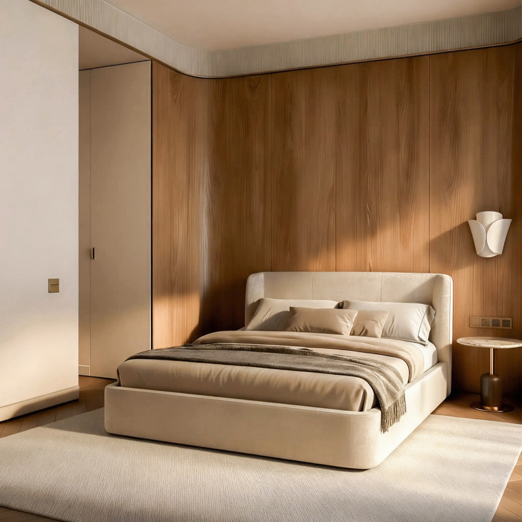 Кровать Мартин с подъемным механизмом в интерьере в обивке: Egida Teddy 320. Фото 2