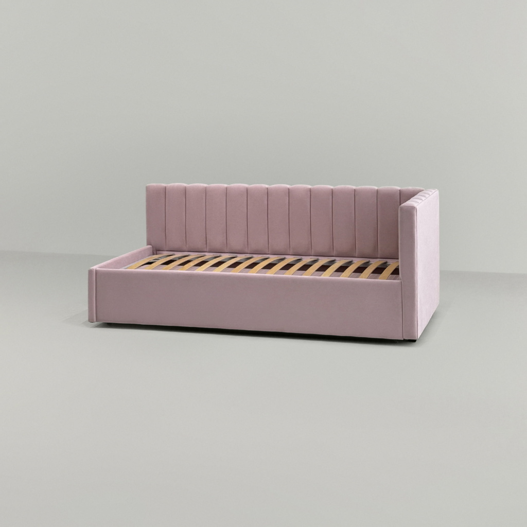 Детская кровать Натан с одним бортом в интерьере в обивке: Egida Teddy 027. Фото 8