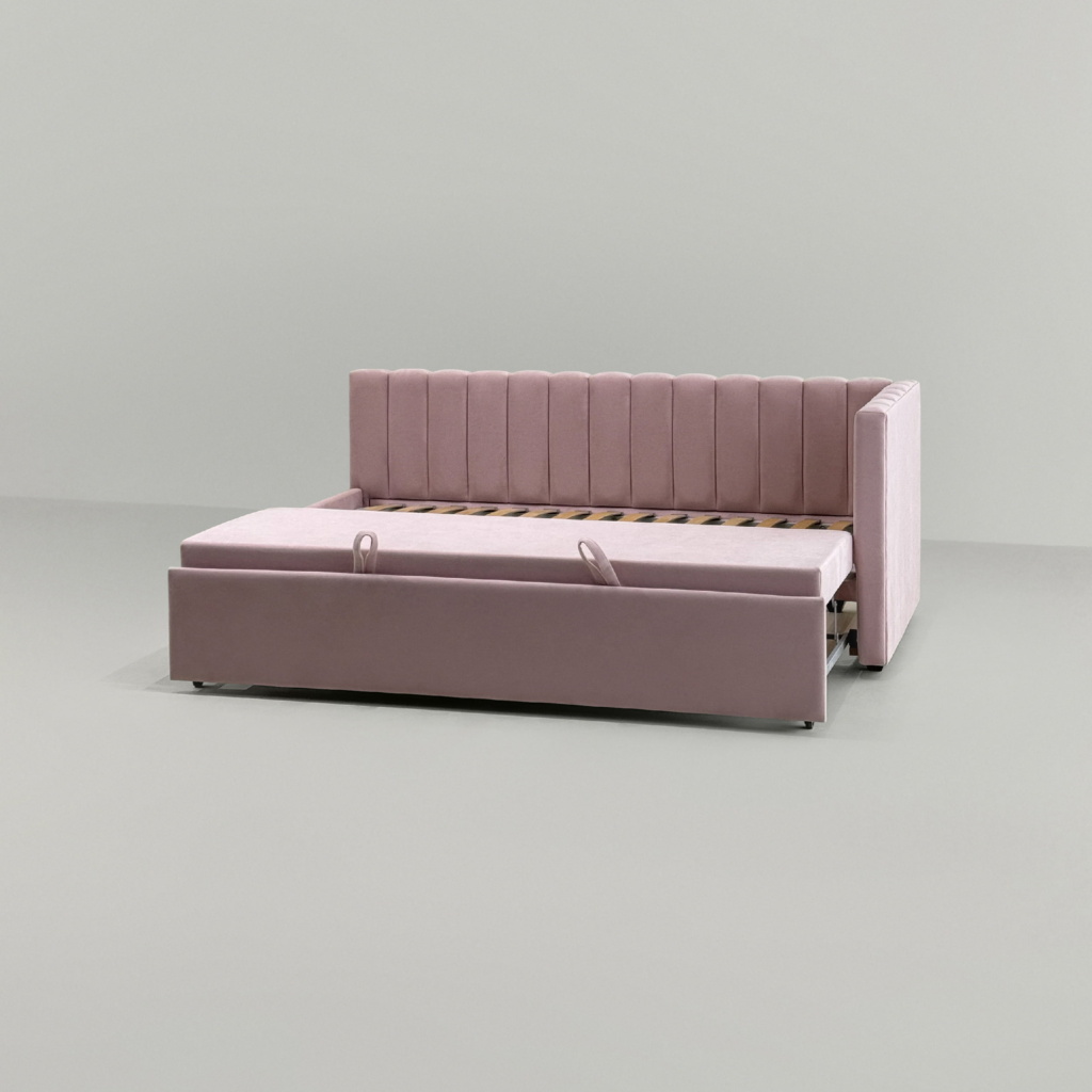 Детская кровать Натан с одним бортом в интерьере в обивке: Egida Teddy 027. Фото 9