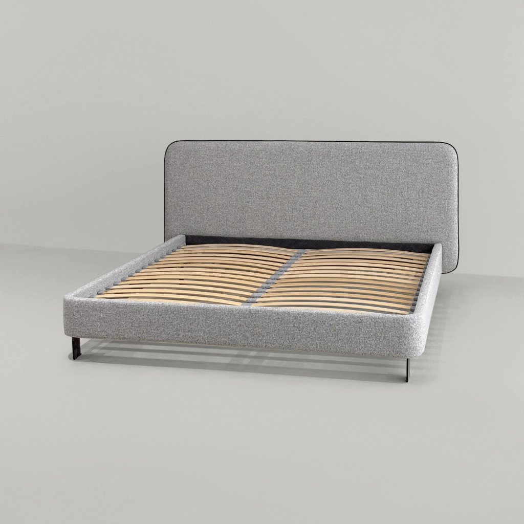 Кровать Барри на ножках в интерьере в обивке: Artefakt Baikal 124 Timberwolf / Кант Egida Teddy 021. Фото 12