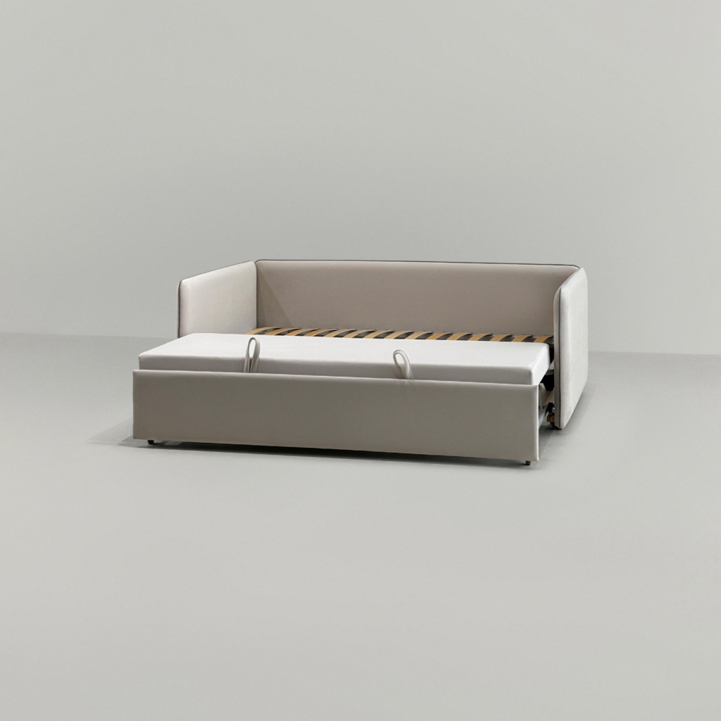 Детская кровать Берт в интерьере в обивке: VipTextile Imperia Cream / VipTextile Imperia Silver. Фото 9