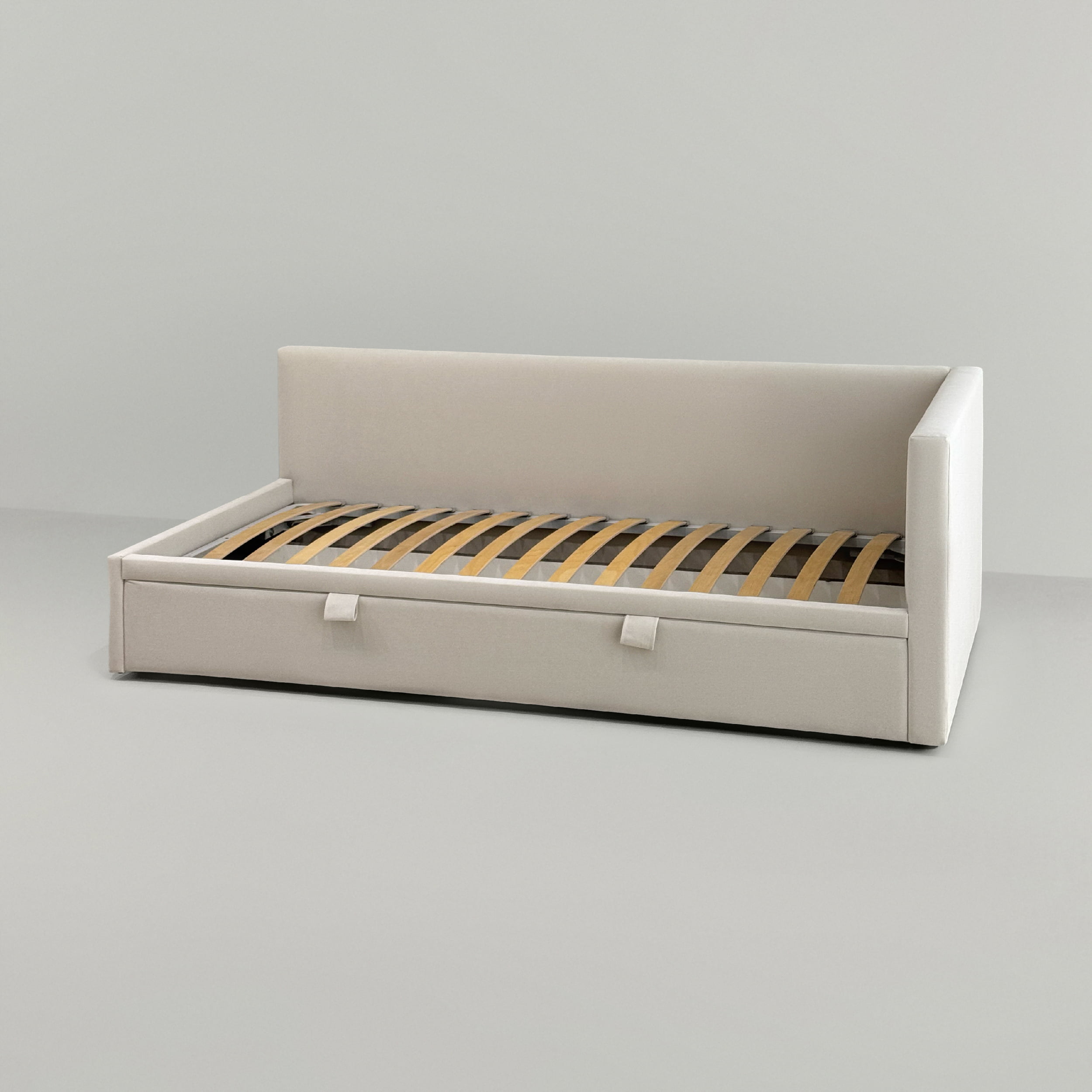 Детская кровать Лео с одним бортом в интерьере в обивке: Domiart Simple 2. Фото 11