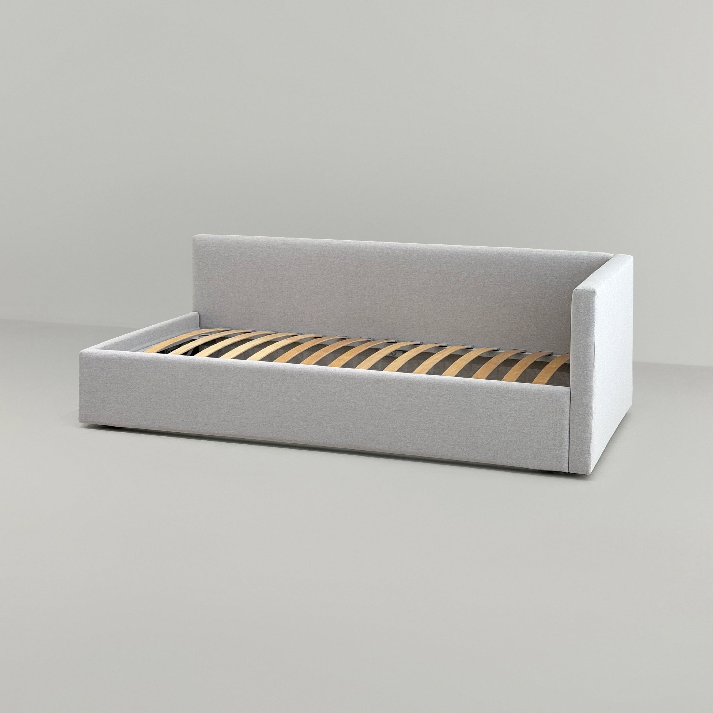 Детская кровать Лео с одним бортом в интерьере в обивке: Artex Pulse 03 Linen. Фото 6