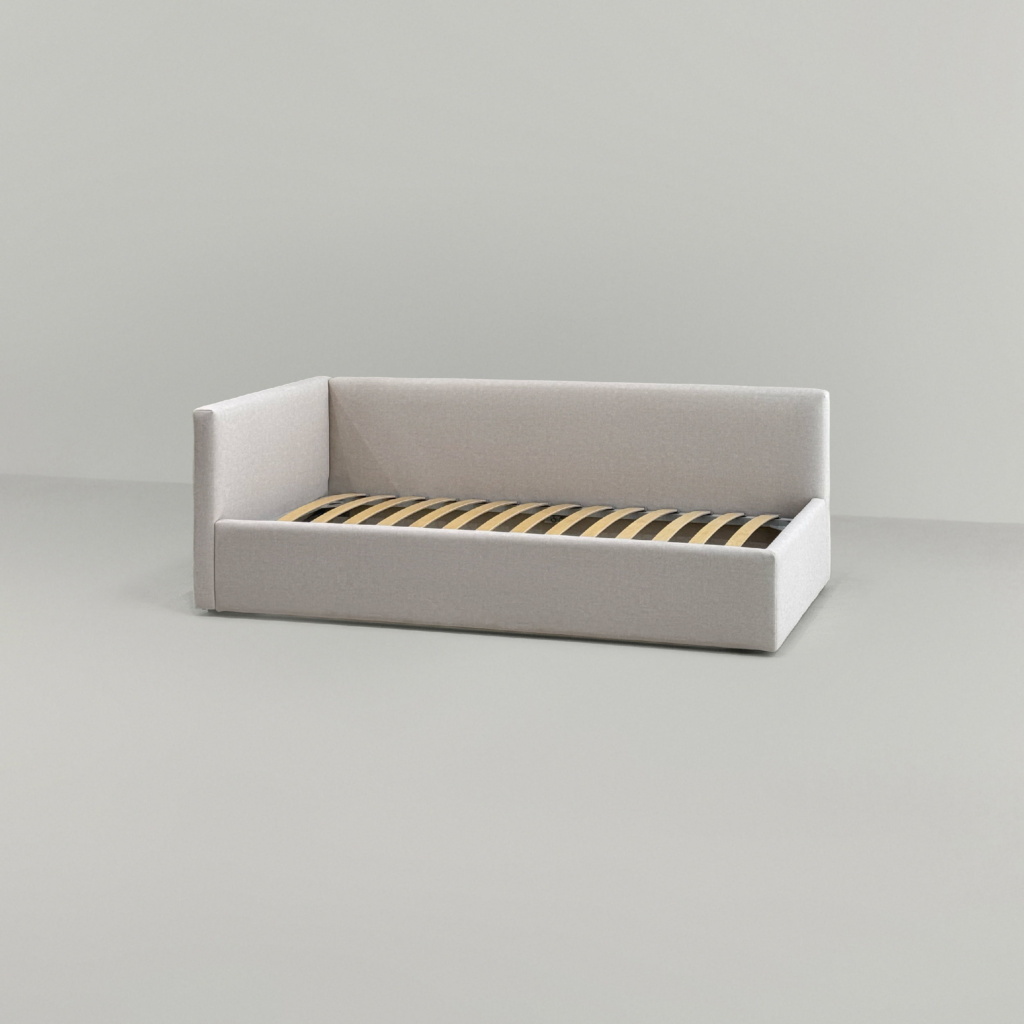 Детская кровать Лео с одним бортом в интерьере в обивке: Domiart Marino 2. Фото 8