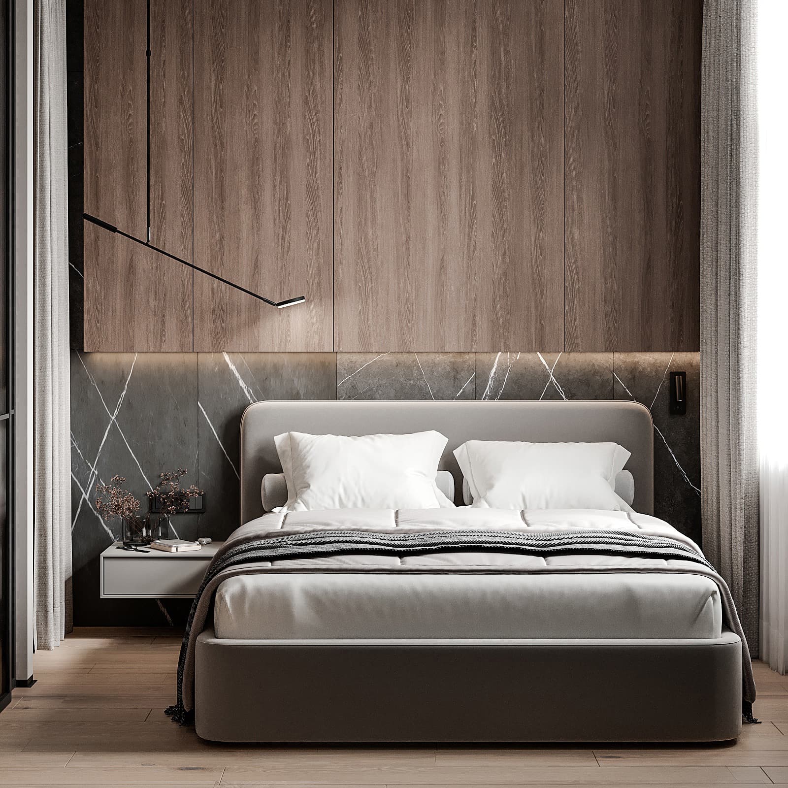 Подиумная кровать Барри в интерьере, дизайн от: Студия А+Б. Фото 7