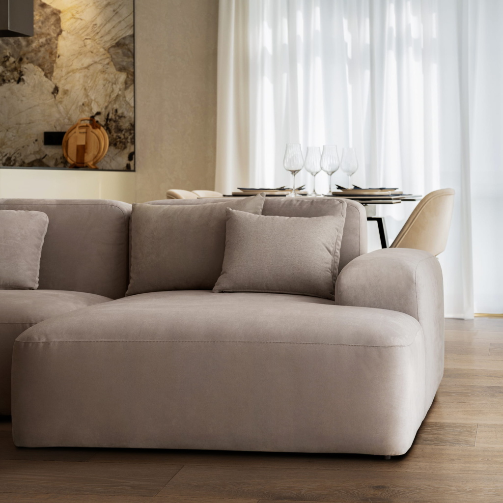 Диван Кермит раскладной в интерьере в обивке: Союз-м Elixir 930. Фото 3